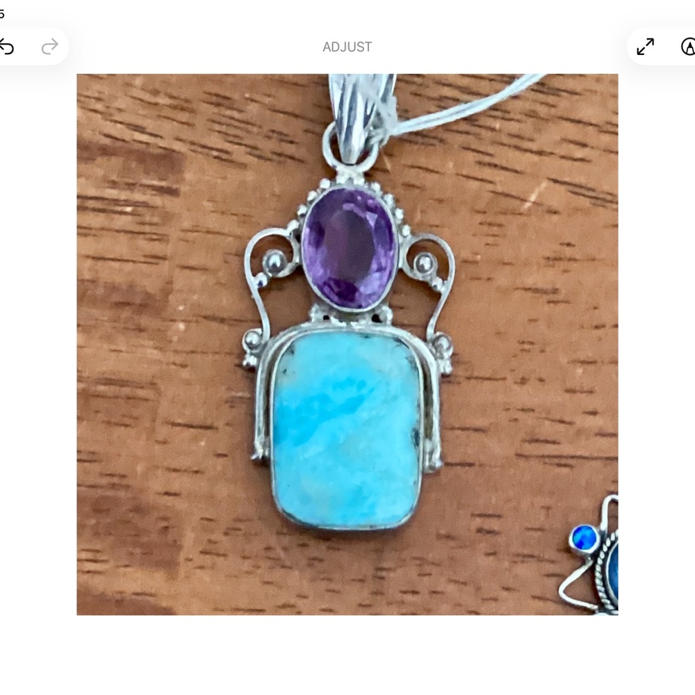 Mermaid Larimar & Amethyst Bali Sterling Pendant